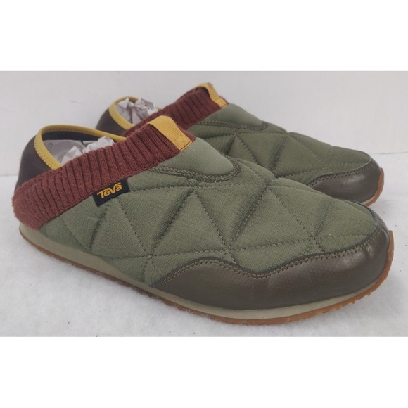Teva Mens 11 ReEmber Quilted Slip On Mule Slippers Green Rust Comfort - Picture 1 of 12